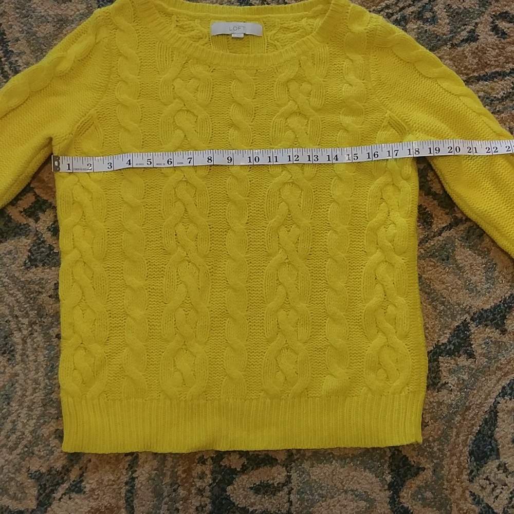 LOFT CABLE KNIT YELLOW SWEATER - Picture 7 of 8